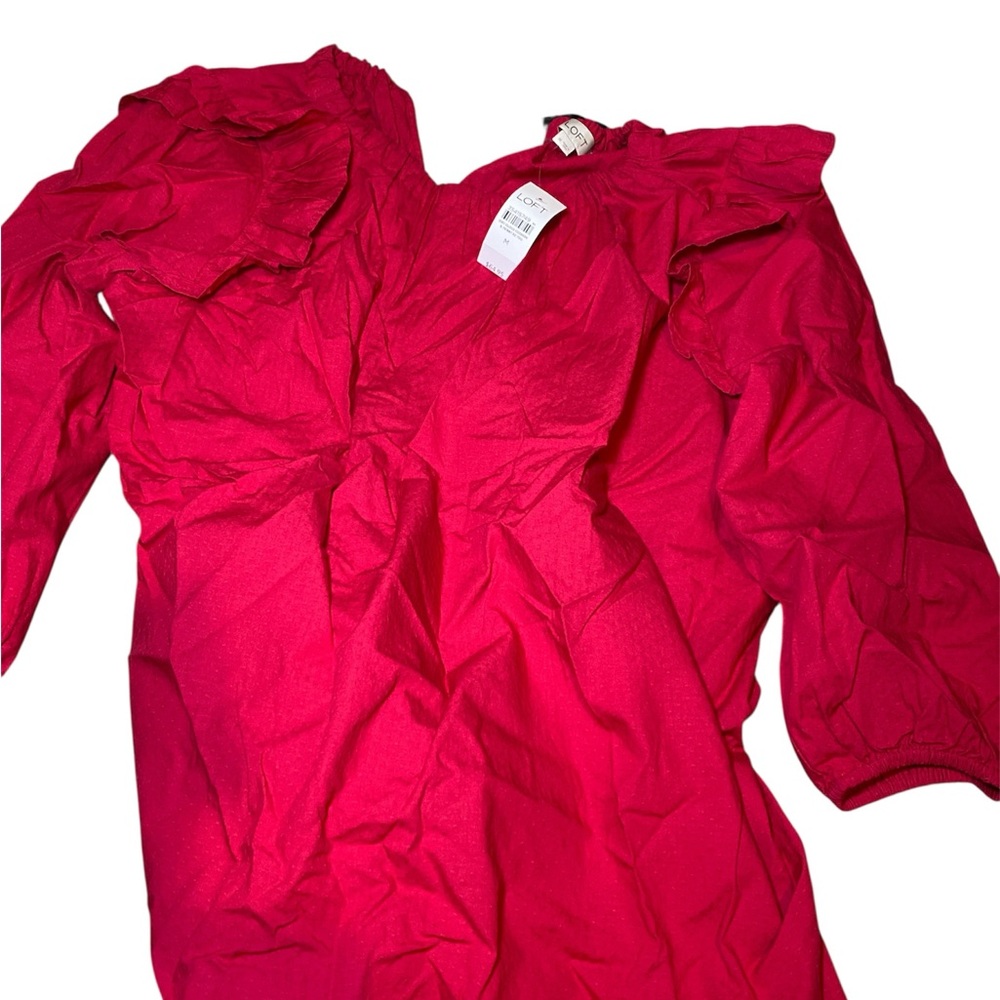 LOFT Fuchsia Gathered Blouse